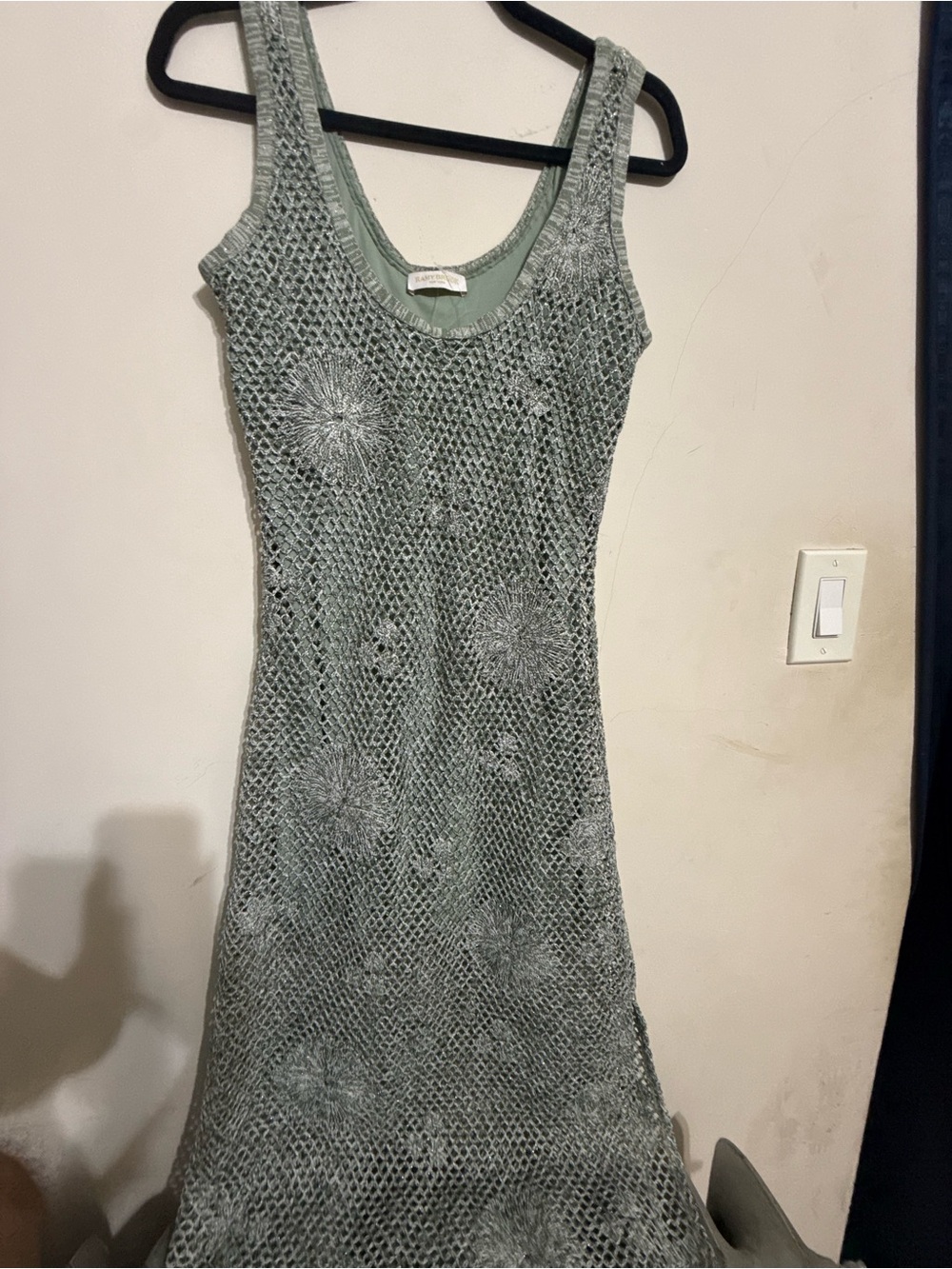 Ramy Brook Sage Green Crochet Floral Maxi Dress - Picture 4 of 4
